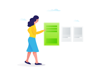 Choose The Right Content character clean cloud color content illustration lady minimal ui website woman women