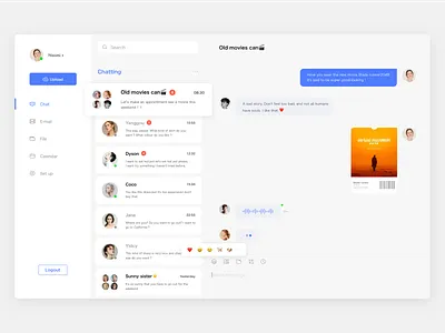 Social App Concept 2 card chat design list message sketch ui