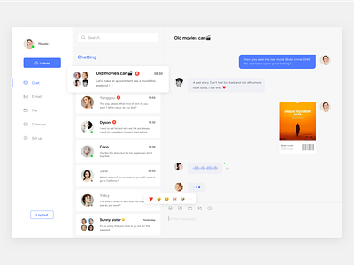 Social App Concept 2 card chat design list message sketch ui