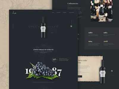 Le Vin website branding design home page interaction interface landing page one page product page typography ui ux uxui web design whitespace wine