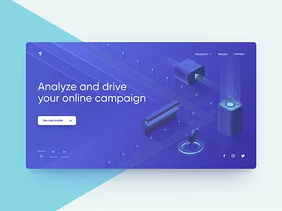 Syft Landing Page blue dark hero illustration isometric landing page media slider social ui
