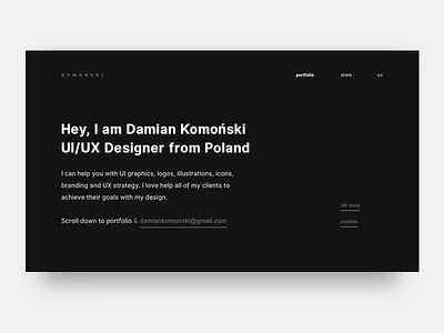 Portfolio Redesign black clean design hire komonski minimal portfolio redesign redesign concept redesign. typography ui ui8 ux white