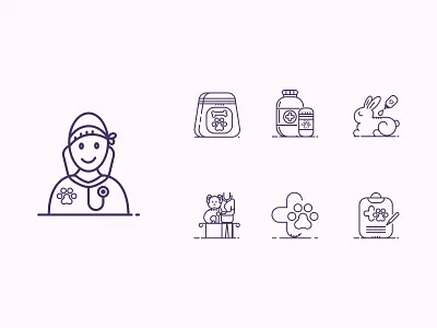 Veterinary & Pet Care consultation icons illustration insecticide outline icon pet care pet vaccination prescription vet vet business vet sign veterinarian veterinary