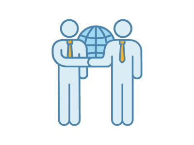 International relations color icon blue business concept cooperation deal finance global handshake icon international isolated partner partnership people planet relations relationships success teamwork trade