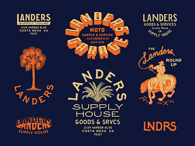 Landers Supply House brand design branding custom type moto print speed shop type typography