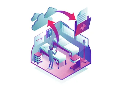Vital illustrations [3/3] adobe cc ai app clinic design drawing files gradient health health care hospital illustration illustrator iso isometric vector vector art