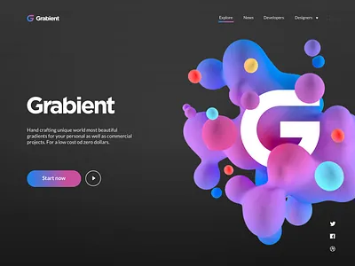 Grabient Rebound design minimalist typography uidesign uiux ux website