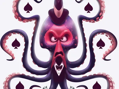 Gangster Octo 2d animal design cartoon character character art gangster illustration octopus poker card