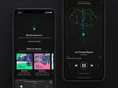 City Vibes by Spotify city dark dark ui explorer music player spotify vibes