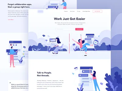 Conversational Email Landing Page Exploration conversational conversational ui design email flat illustration landing page design ui ux vector web web design