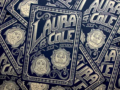 Letterpressed Wedding Invitation design gaslight hand drawn hand lettered illustration matryoshka metallic robot steampunk victorian wedding invitation