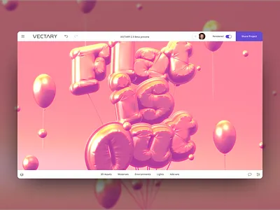 3D typography balloon letters 3d 3d art 3d illustration 3d modeling 3d typography balloon free letters metallic pink render serif font typography vectary