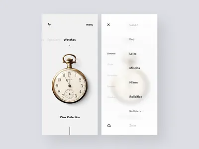 The Collector app design ecommerce filter menu minimal minimal app product page ui uidesign ux web