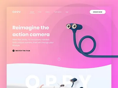OPPY | Landing Page animations camera clean design flat homepage landing page landing page ui lp minimal parallax pink simple ui user experience user interface ux ux ui web website