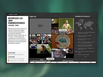 Visual Film Browser community data visualization film grid layout indigenous interface map movies timeline