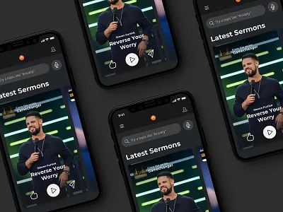 Elevation Church App - Dark Mode app church church app design interface nonprofit sermons ui ux