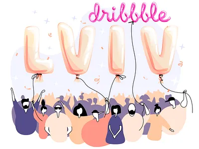 Dribbble Lviv Community 2018 celebration community crowd desiginspiration design dribbble friends friendship happiness hipsters illustration team teamwork