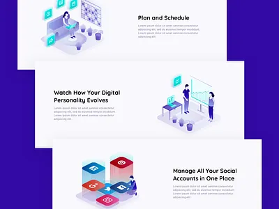 Comity - Features cloud digital ecommerce flat illustration isometric people sales shopify simple social media technology