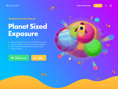 Massive Marketing app background branding colorful design fun gradient icon illustration landing landing page mobile page space typography ui ux web web deisgn website