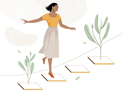 Autumn dance app autumn character dance design fall girl illustration mobile nature pastel plant vector woman women