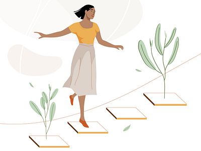 Autumn dance app autumn character dance design fall girl illustration mobile nature pastel plant vector woman women
