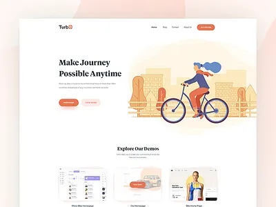 Bike website landing page design application app homepage home illustration cartoon character interaction interface experience landing vehicle car logo typography rent rental tour slider slide image header template theme themeforest travel trip ride ui ux user web website webdesign page