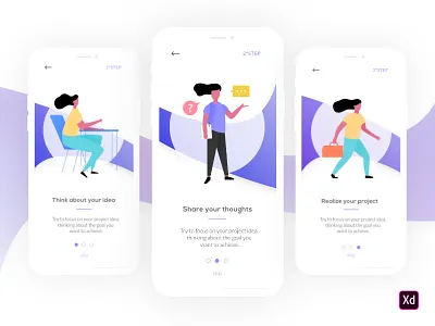 Onboarding - DailyUI #023 adobe xd app daily 100 challenge daily ui daily ui challange dailyui dailyui 023 design mobile mobile app onboarding onboarding screen ui white
