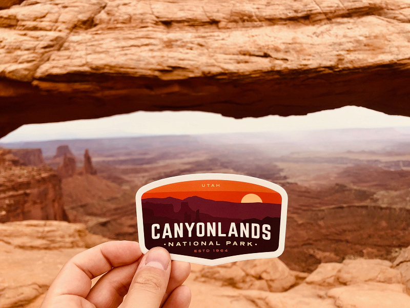 Canyonlands National Park Sticker badge badge logo canyon canyonlands desert landscape national park sticker sunset utah