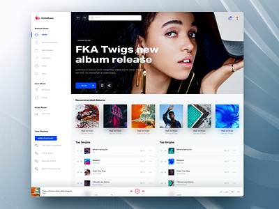 Holo Music Light app chart clean design design system desktop lifestyle light music online player spotify streaming typography ui ui kit ux web