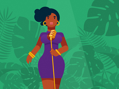jazz girl afro charachter flat gold illustration jazz monstra singer