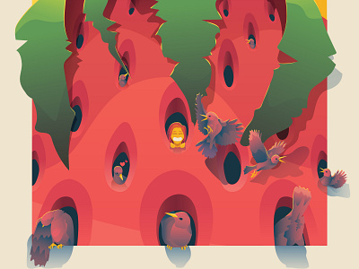 Fantastic Meals And Where To Find Them birds fruits illustration red strawberry tweets