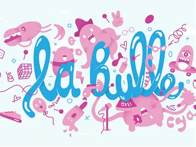 La Bulle bubble character art culture cute fun health illustration art la bulle monster office design typography ux design wall art withings