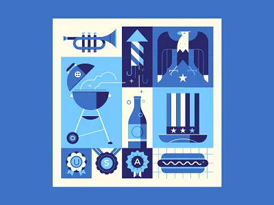 July (Reject) america american eagle editorial geometric icon iconography illustration july line spot illustration usa vector