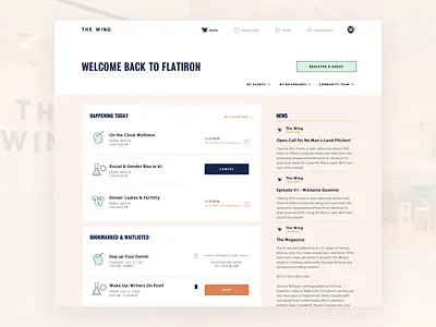 Work and Community Spaces Designed for Women calendar dashboard ui design interface members navigation ux