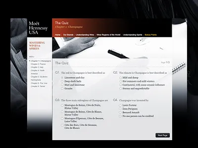 MHUSA Brand Education Quiz Design education learning portal quiz spirits web wines