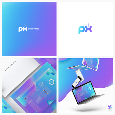 PX CreativeLabs - Visual Brand - 2018 abstract brand branding design gestalt gradients illustration lab logo logotype mark minimalism monogram simple typography ui unique ux