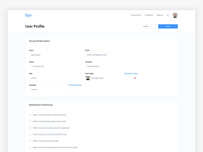 Dashboard App - User Settings app dashboard settings user web