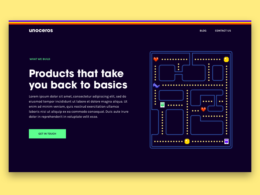 Example of Retro landing page