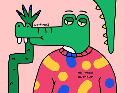 Not your boy-toy character crazy crocodile fun pattern