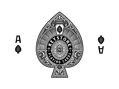 Keystone ace of spades etching logo playing cards victorian