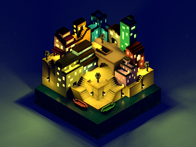 Italian city 3d 3d art 3d model 3d render design isometric isometric design italy lighting magica voxel render voxel