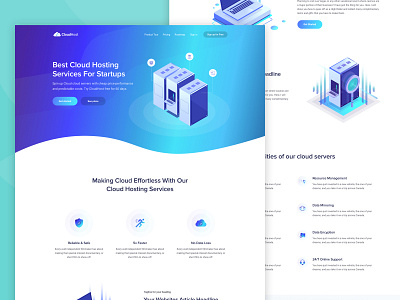 Homepage - CloudHost Website b2b b2c saas sass cloud hosting service agency crypto currency ico blockchain ecommerce shop food restaurant icon freebie bitcoin product pricing contact support business trending new trend isometric user interface experience ui ux web app concept landing page website template layout design