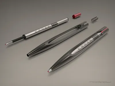 Pen Single Exploded 2000 1500 concept design cross cross pens design industrial design keyshot modipow modular pen presentation product design product presentation render rendering solidworks