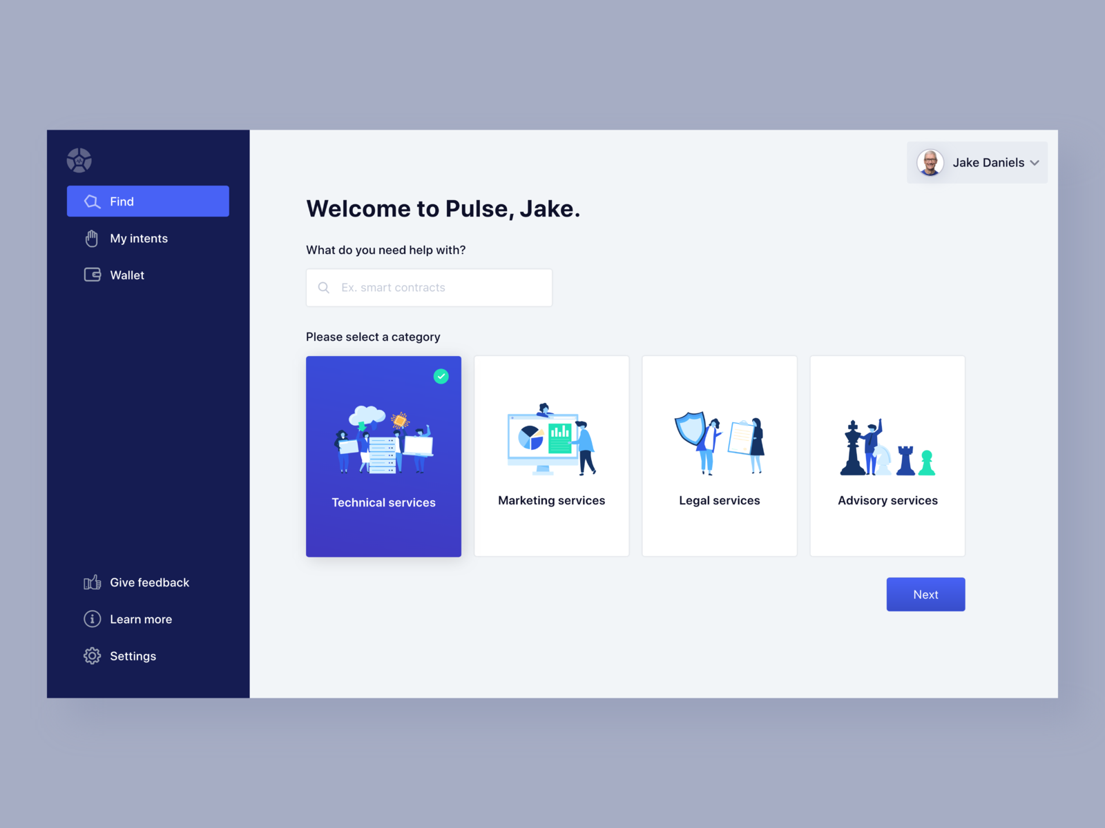 Example of Decentralized search engine for knowledge networks