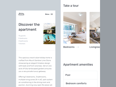 Hideout. Discover. Mobile amenities apartment app book design experience home interface mobile mobile app page responsive tour ui ux web