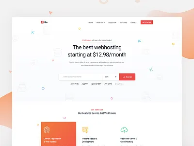 Hosting website landing page branding cloud storage store company agency corporate homepage home server hosting host domain registration interaction modern minimal clean interface experience landing page service search slider header typography color flat gradient ui ux user web website webdesign work in process wip