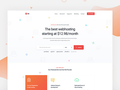 Hosting website landing page branding cloud storage store company agency corporate homepage home server hosting host domain registration interaction modern minimal clean interface experience landing page service search slider header typography color flat gradient ui ux user web website webdesign work in process wip