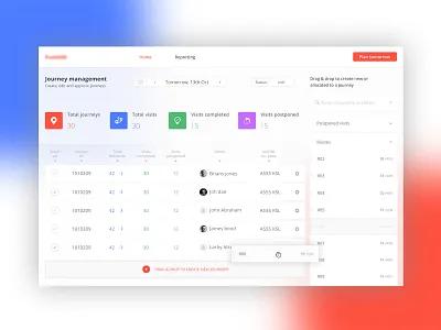 Delivery management UI clean courier dashboard delivery intuitive journey management system minimal ui