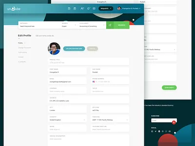 Unqube - Edit Profile advice edit profile expert icon icons marketplace redesign ui unqube user profile web website