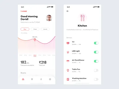 Smart home application app clean concept design flat minimal mobile smarthome ui user ux white
